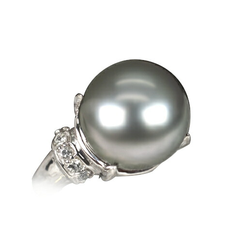 【選べる地金】ブラックパール リング 12mm Pt900/K18WG/K18YG 黒真珠 タヒチ産|ubazakura
