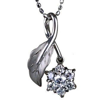 【選べる地金】ダイヤモンド お花 ペンダント 0.3ct K18WG/K18YG｜ubazakura