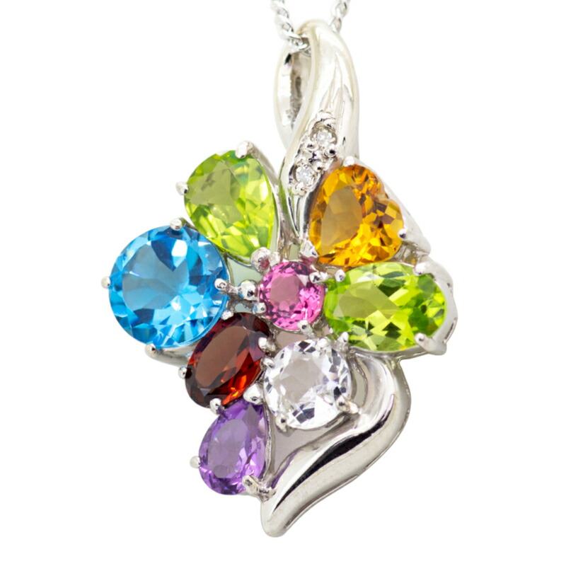 【選べる地金】 マルチカラー ブーケ ペンダント 5ct SV925 天然石8石｜ubazakura 21,087円