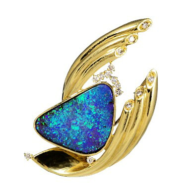ボルダーオパール ペンダント＆ブローチ 12ct K18YG 【限定1点】｜ubazakura