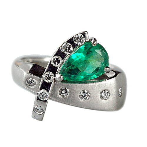 エメラルド リング 1.36ct Pt900 高品質 ダイヤモンド付【限定1点】|ubazakura