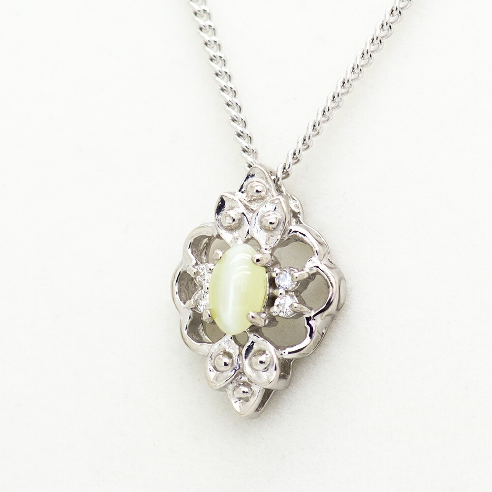 【選べる地金】キャッツアイ ペンダント 0.25ct K10WG/K10YG｜ubazakura 41,470円