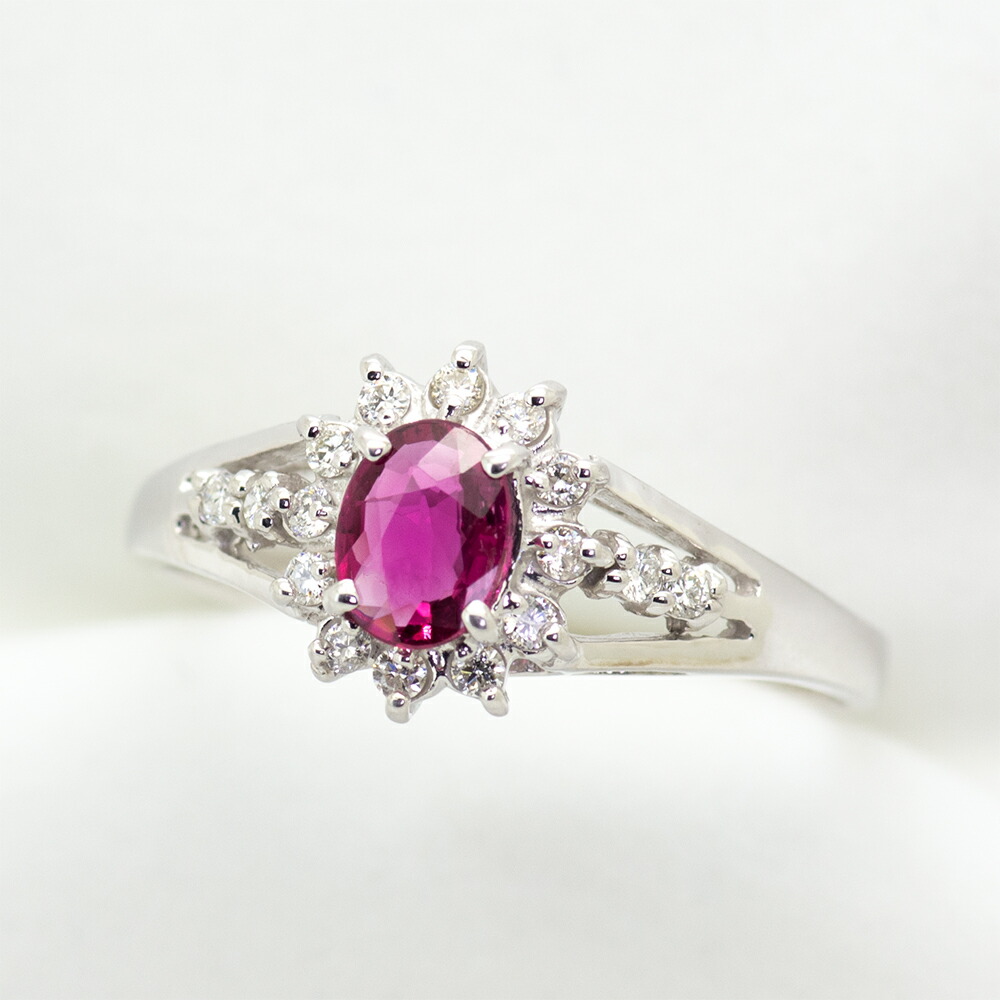 【選べる地金】ルビー リング 0.3ct K10WG/K10YG クラシカルフラワー｜ubazakura