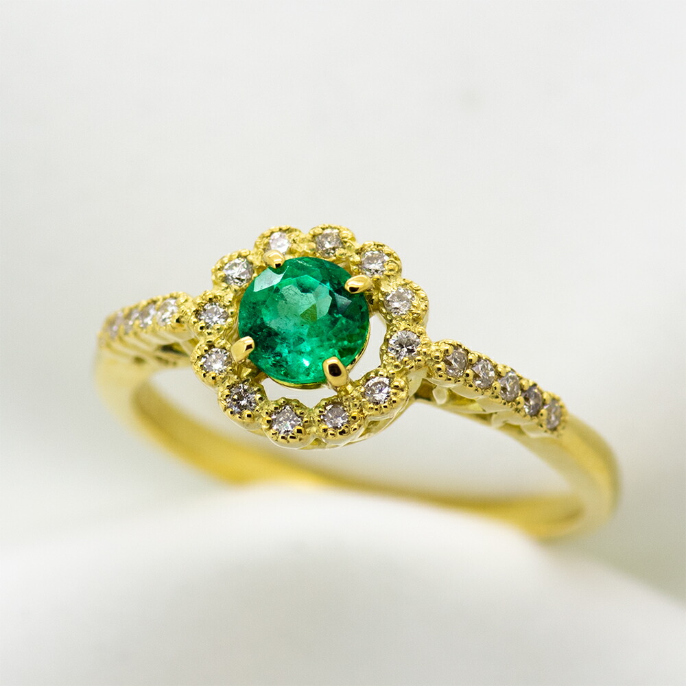 【Vendome Aoyama】K18 YG エタニティリング　エメラルド AGVR9532__M2 エメラルド ハーフエタニティ リング｜リング