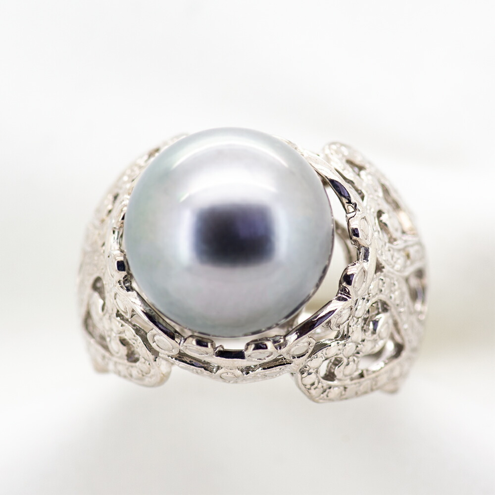 950シルバー　ブラックパールリング MIKIMOTO 【ミキモト】Pt950黒蝶パールリング (NO.61617) – JEX