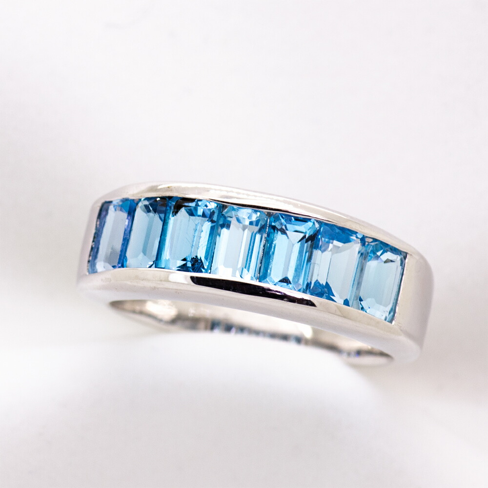 【選べる地金】ブルートパーズ 一文字リング 2.5ct SV925/K10WG/K10YG/K10PG｜ubazakura