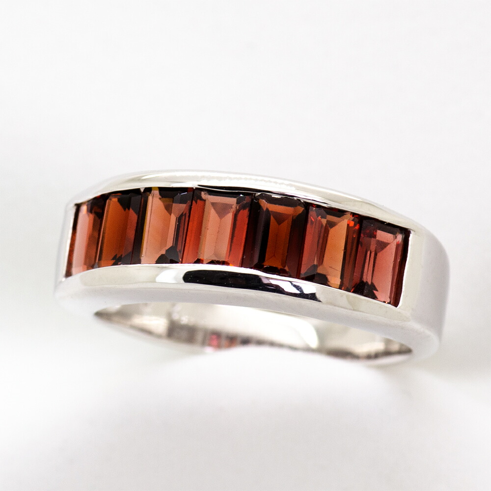 【選べる地金】ガーネット 一文字リング 2.3ct SV925/K10WG/K10YG/K10PG|ubazakura