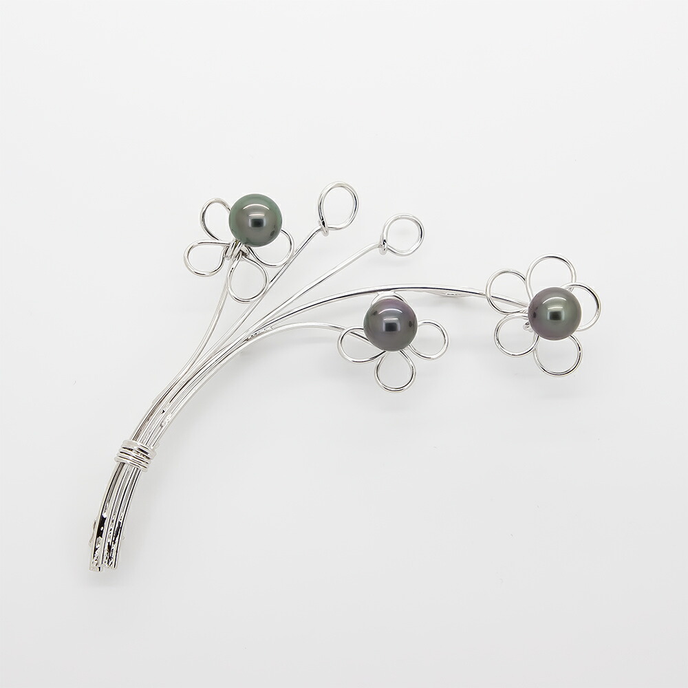 ブラックパール 花束ブローチ 8.5mm SV925｜ubazakura