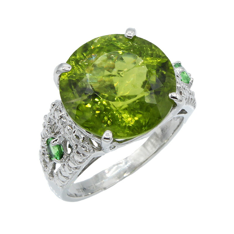 【新作】ペリドット リング 10.47ct Pt900 グリーンガーネット付 【限定1点】|ubazakura