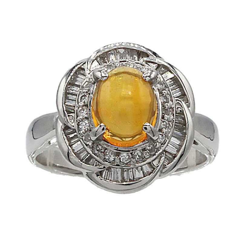 【オンリーワン】【新作】メキシコ オパール ダイヤモンド リング 0.86ct ダイヤ50石付 Pt900 12号 鑑別書付｜ubazakura 154,000円