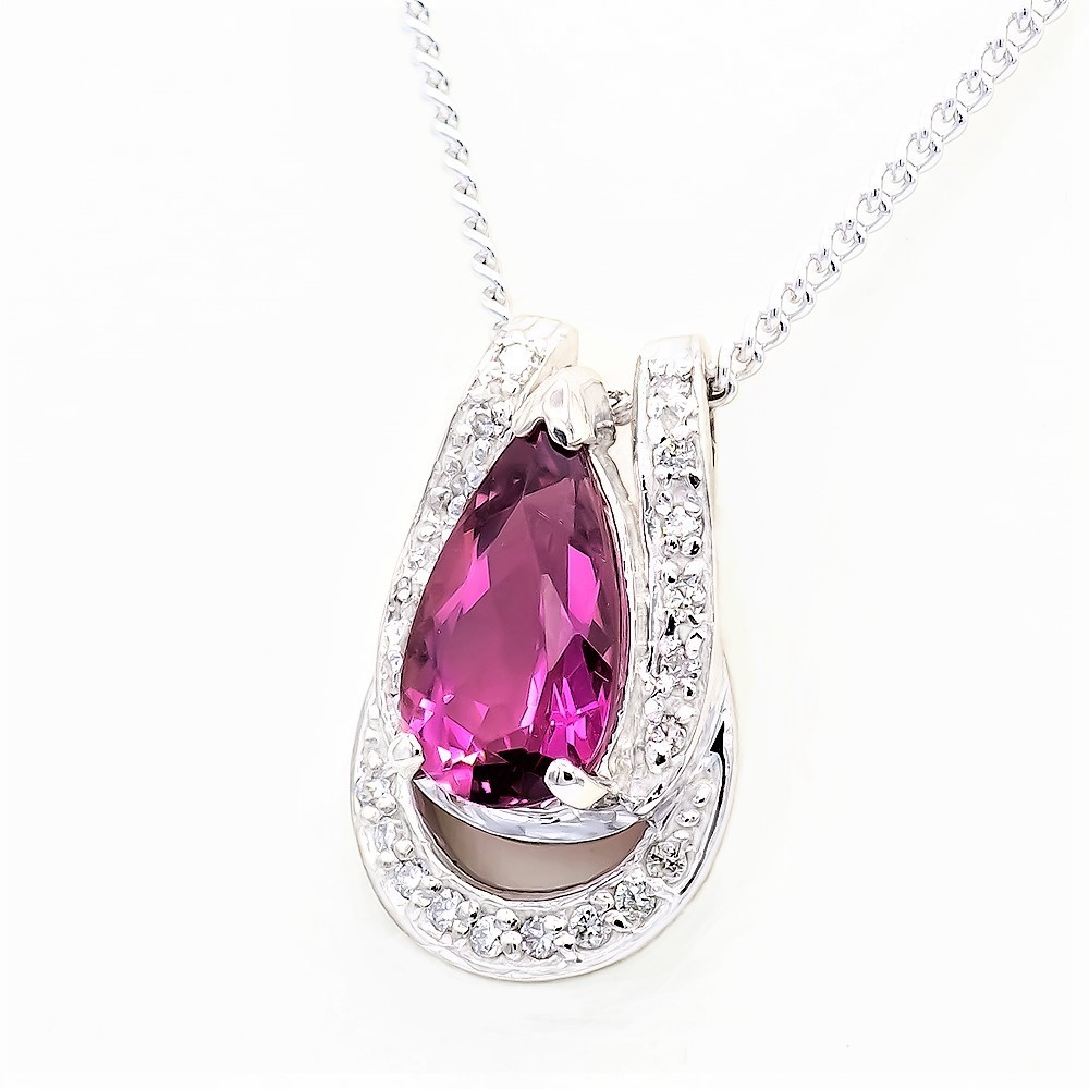 【選べる地金】ピンクトルマリン ペンダント ダブル馬蹄 1.3ct Pt900/K18WG/K18YG