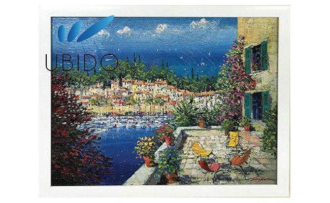 楽天市場】絵画 ケリーハラム・コートダジュールの漁村 風景画