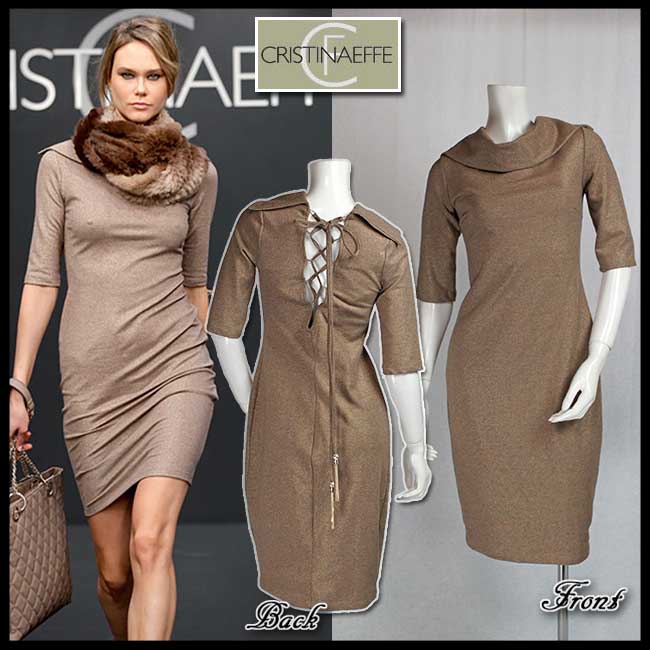 レディースファッション ワンピース 合わせ買い対象 イタリア ブランド Cristinaeffe クリスチーナエフェ 背中のレースアップデザインがお洒落なワンピース サイズ42と44と46 正規品 Lmaust Com