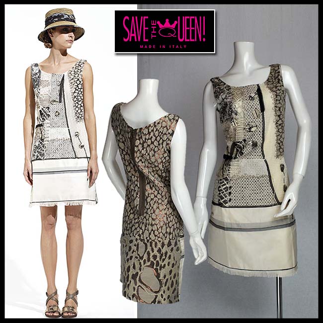 新版 合わせ買い対象 イタリア ブランド Save The Queen セイブ ザ クイーン８種類もの生地をアーティスティックに組み合わせた大人の ワンピース Silk混 サイズsとm 代引き手数料無料 Fashionhutt Com