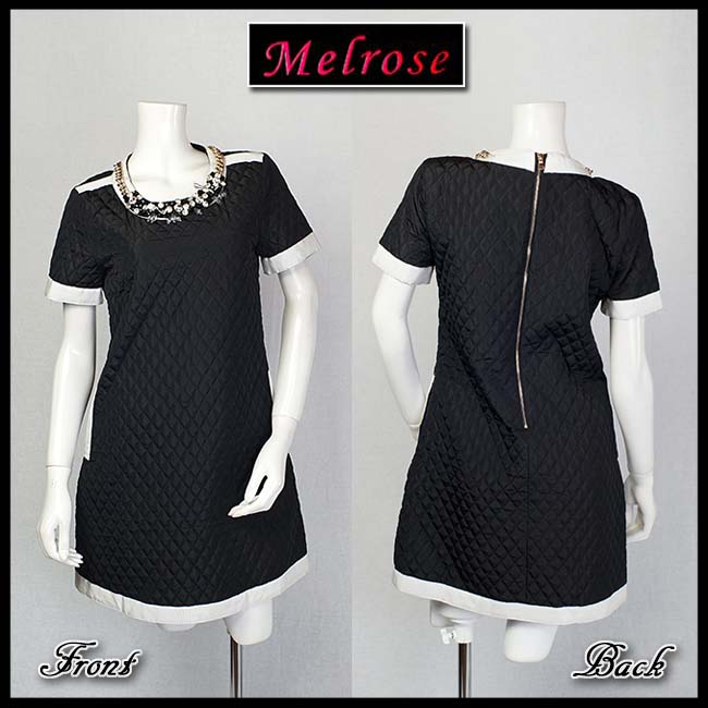 合わせ買い対象 秋冬 フランス ブランド Melrose 半袖 サイズm ワンピース Paris襟周りのストーン飾りが綺麗なショート丈キルト セレクトショップub店 ワンピース 最終価格 当初 送料込 Outlet ワンピース