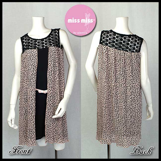 レディースファッション ワンピース 直送商品 合わせ買い対象 イタリア Miss ワンピース サイズsとm 当初 プリーツドット生地を重ねたブラック Miss Www Colorscape Org
