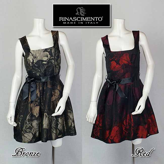 Rakuten 合わせ買い対象 Outlet イタリア Rinascimento リナシメント フラワー柄が浮き立つ綺麗なブラック ワンピース ブロンズ系とレッド系 サイズs 当初264 セレクトショップub店 春夏新色 Gmsaz Com