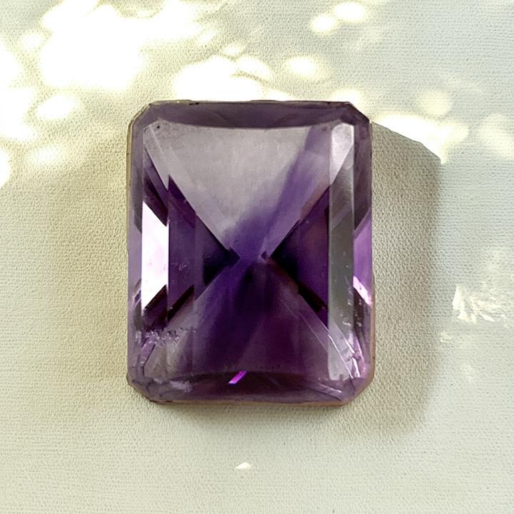 アメジスト 13.037ct ルース 紫水晶 長方形 アメシスト ソーティングメモ 一個 大粒 材料 素材 天然石 パーツ 【中古】【ネコポス配送】