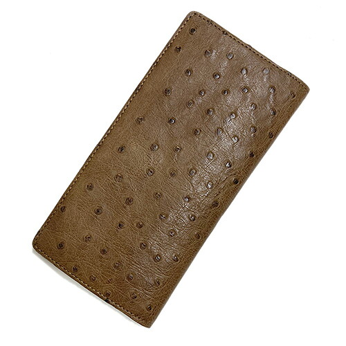 オーストリッチ マチ付き 札入れ 長財布 ブラウン 茶色 メンズ 本革 束入れ 【中古】【未使用品】【ネコポス配送】｜ウブロ 《質》