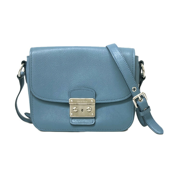 【店内最大限度50％OFF 6/4 20:00～6/11 1:59迄】10％OFF ミュウミュウ miumiu ショルダーバッグ 青色 RT0638 なめし革 曲がった掛け ポシェット ブランド名 【中古】