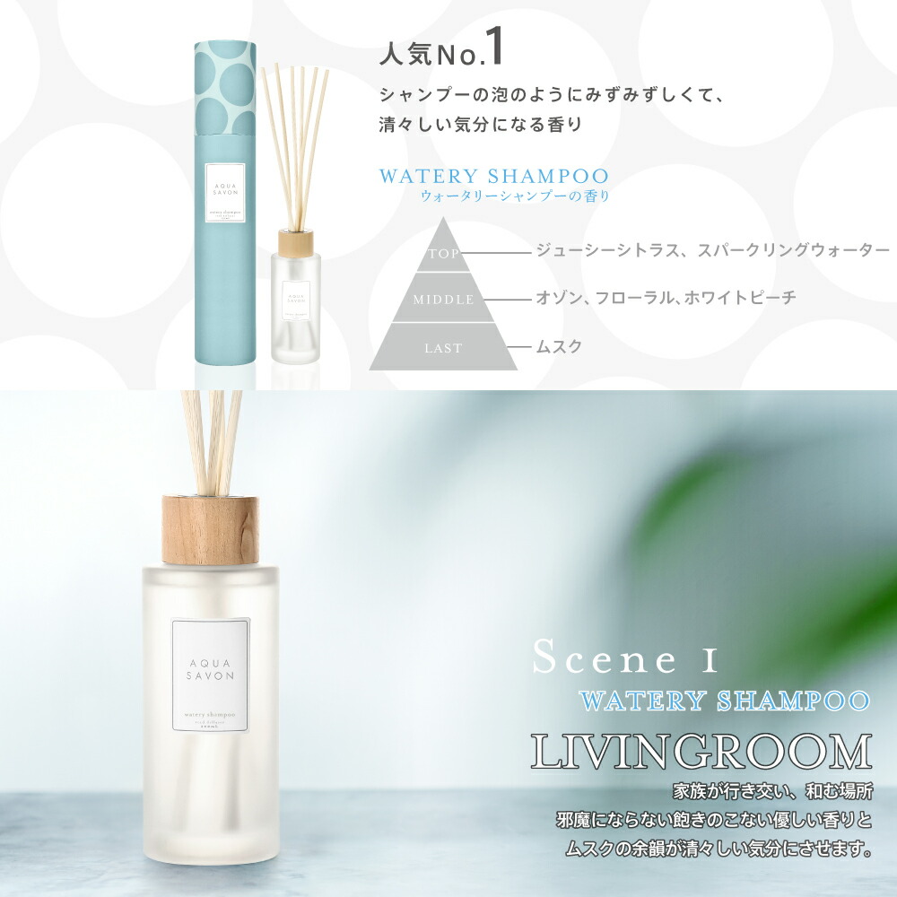 楽天市場 送料無料 アクアシャボン Aqua Savon ディフューザー 190ml 大好きな石けんの香り エメラルドソープの香り シャンプー フローラルの香り ウォータリーシャンプーの香り ホワイトコットンの香り Reed Diffuser 石けんの香り 清潔感 シンプル ルーム