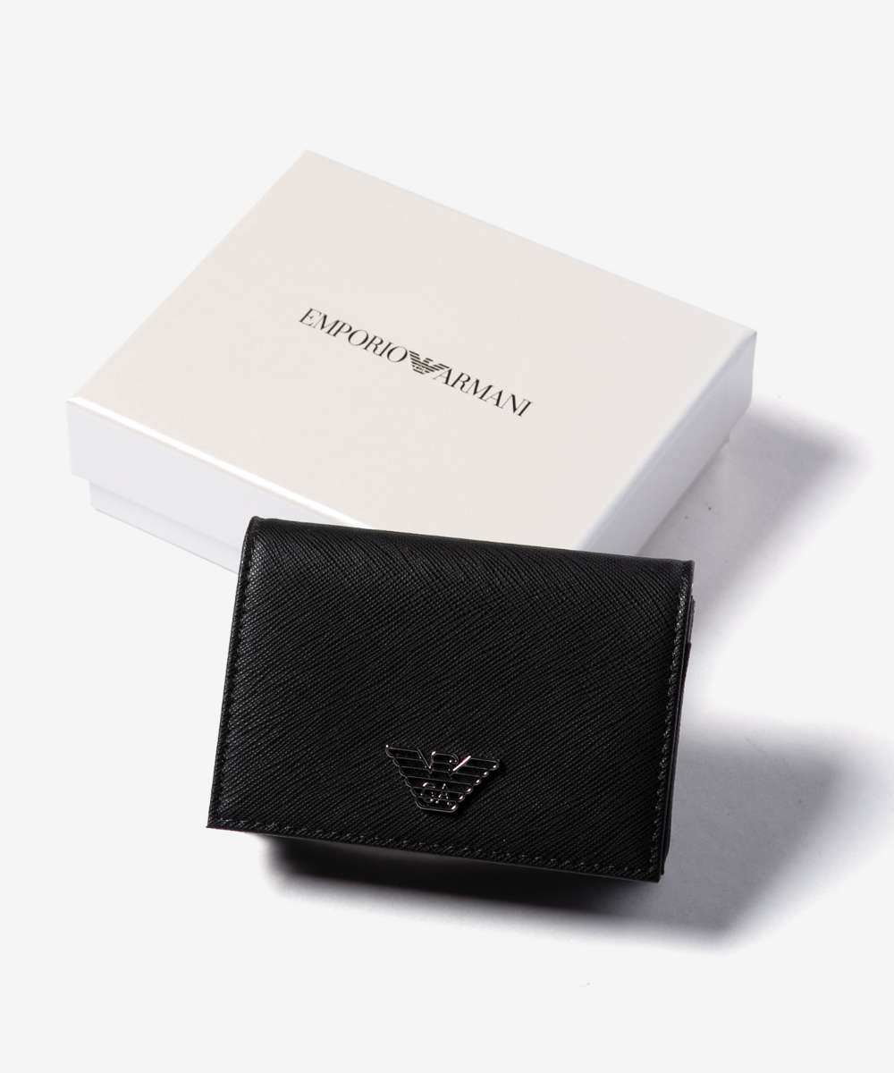 エンポリオアルマーニ EMPORIO ARMANI ASV CARDHOLDER ASV 歌留多保持者 Y4R576 Y138E 歌留多容れもの 名刺入れ 鷲一皿 ロゴタイプ メンズ 金入れ 小物 黒いこと