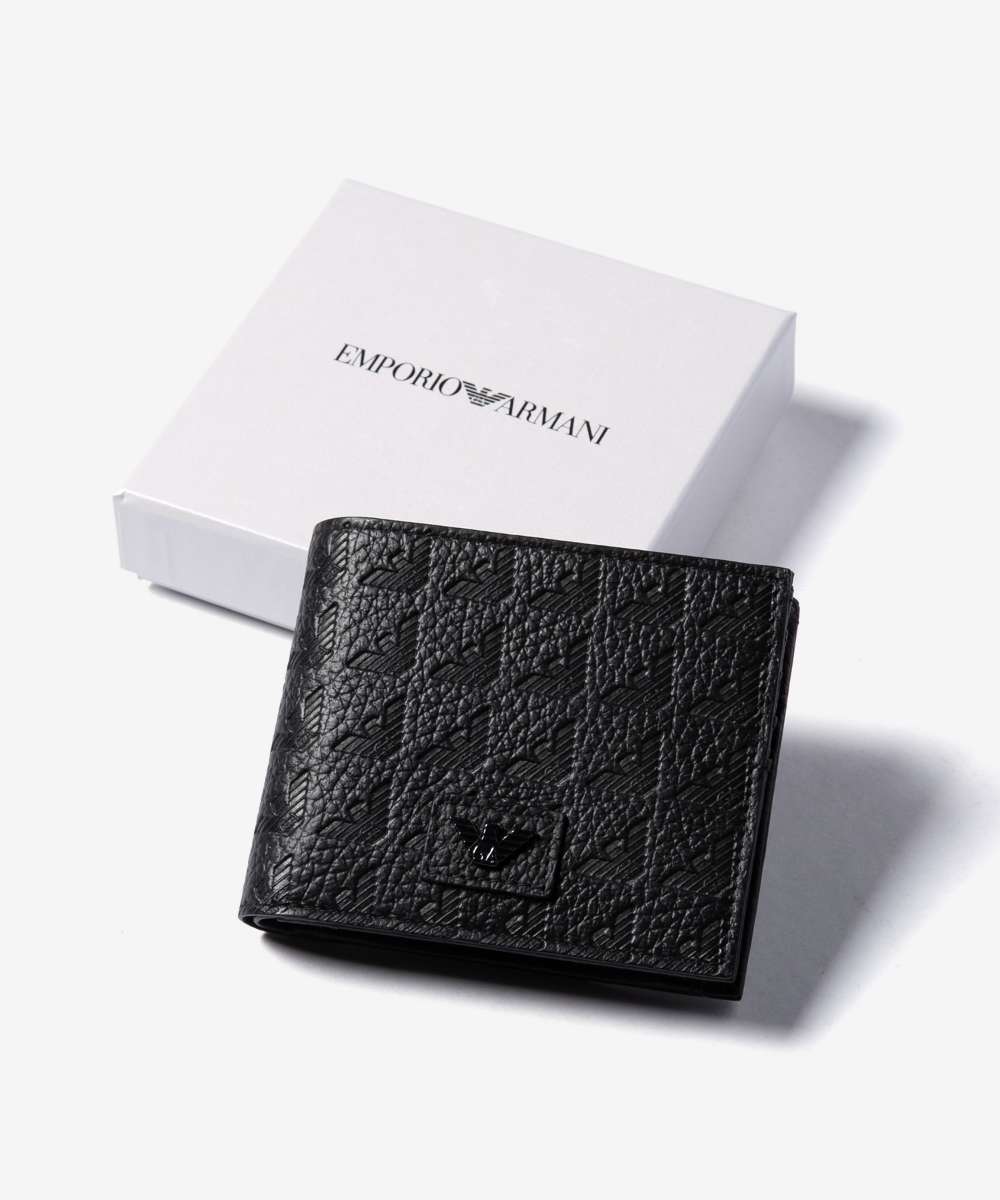エンポリオアルマーニ EMPORIO ARMANI COINPOCKET WALLET コインポケット ウォレット EM001741 AF14774 二つ折り財布 ロゴ エンボスイーグル メンズ 財布 ブラック