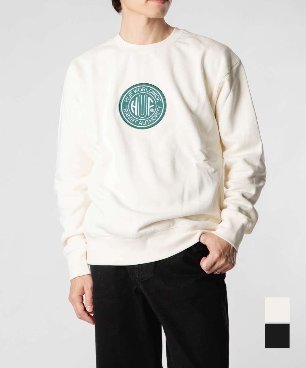 ハフ HUF TRANSIT AUTHORITY CREWNECK トランジット オーソリティ クルーネック PF00760 トレーナー スウェット プルオーバー ロゴ ユニセックス トップス