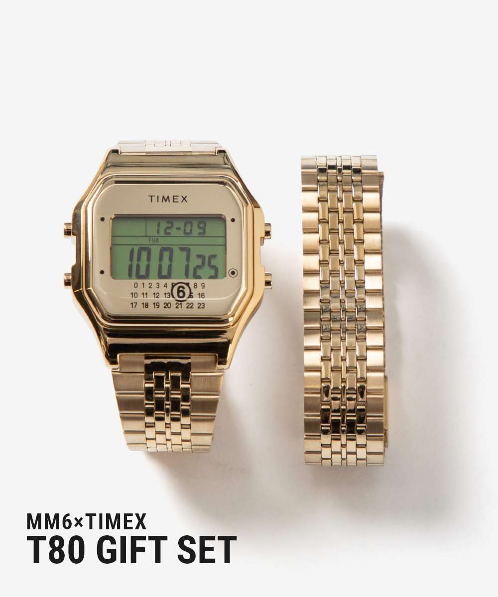 MM6 Maison Margiela × TIMEX エムエム6 メゾンマルジェラ ×五分五分メックス T80 34粍 ウォッチギフトセット TWG067500 ウオッチ ユニ一発やる 時辰儀 ゴールド GOLD-TONE GIFT SET W/EXTRA BRACELET