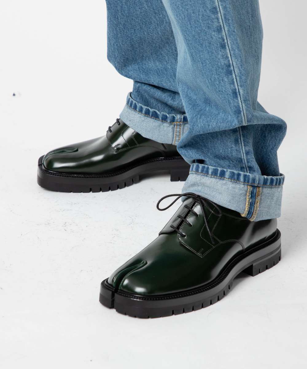 赤デニム革バッグスカートにMargielaマルジェラサバレエシューズ SUMMER SALE】MM6 MAISON MARGIELA(エムエム6 メゾン マルジェラ