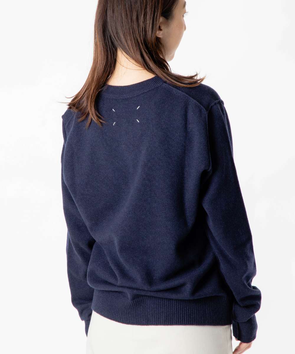 【新品定価10.8万】メゾンマルジェラ 長袖ニットトップ グレー　M Maison Margiela】【14】【エルボーパッチ】メゾンマルジェラ