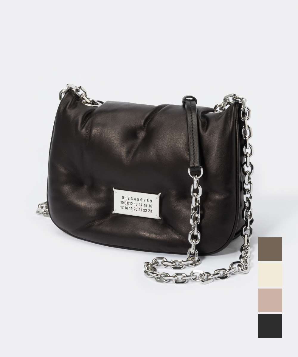 メゾン マルジェラ MAISON MARGIELA SB1WG0019 P4300 ショルダーバッグ レディース バッグ グラム スラム フラップ スモール 斜め掛け チェーンバッグ 本革 レザー カジュアル プレゼント ギフト 軽量 肩掛け GLAM SLAM FLAP SMALL ブラック｜UBLANC