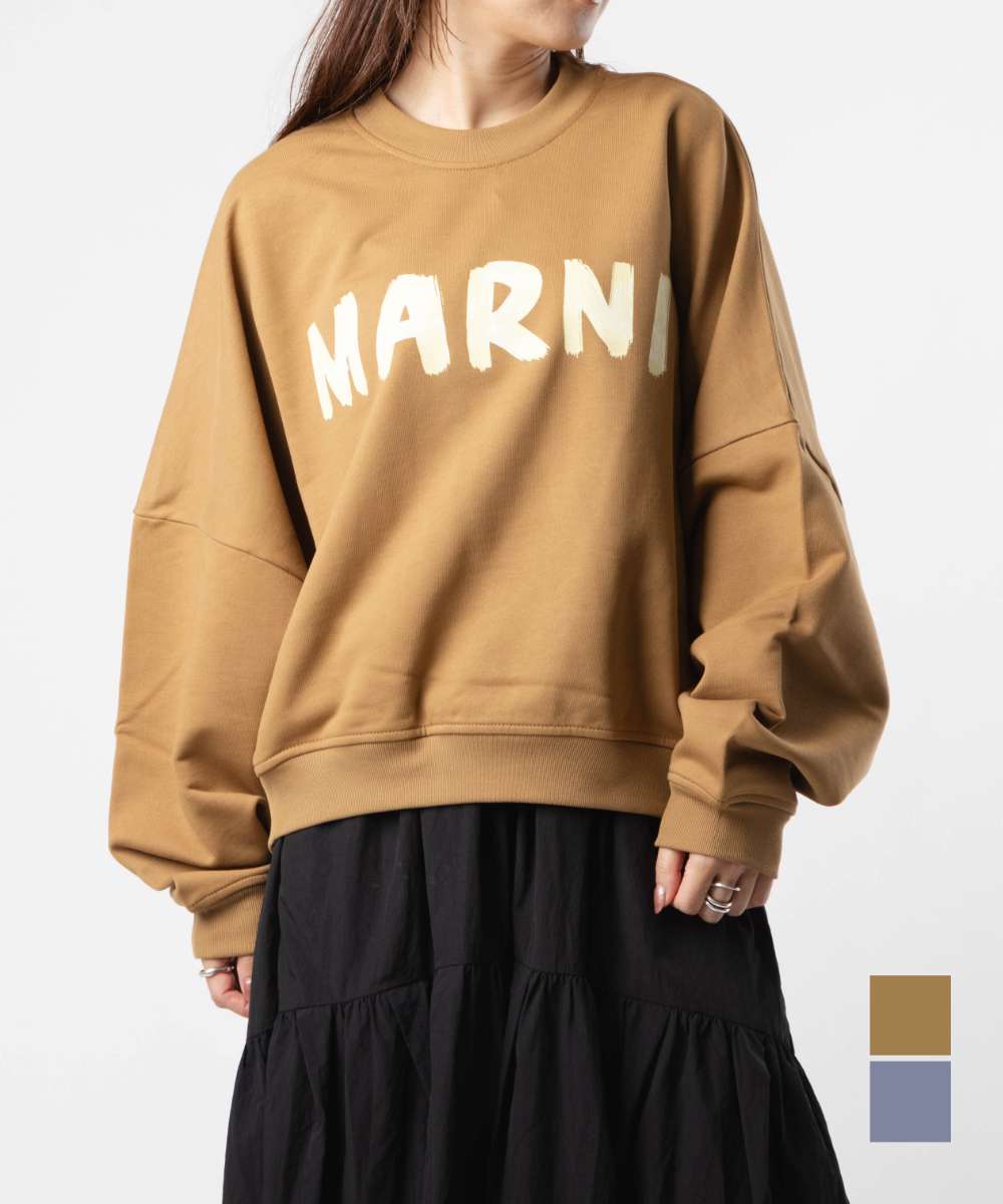 マルニ MARNI FLJE0185P2 USCU88 流汗 SWEATSHIRT レディース トップス 調教師 長袖 ロゴタイプ 労働者の一団素っ首 心地好い 分かりやすい 綿織物 落っこちる肩先 綿 差し上げ物 差し上げ物 影ぼうし オリーブ 40 42 44