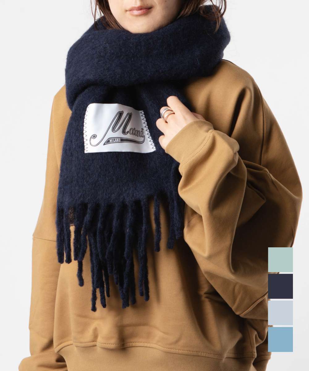 MARNI マルニ マフラー ストライプ ウール混紡 スカーフ ブラック 可愛い s-musee_360912129