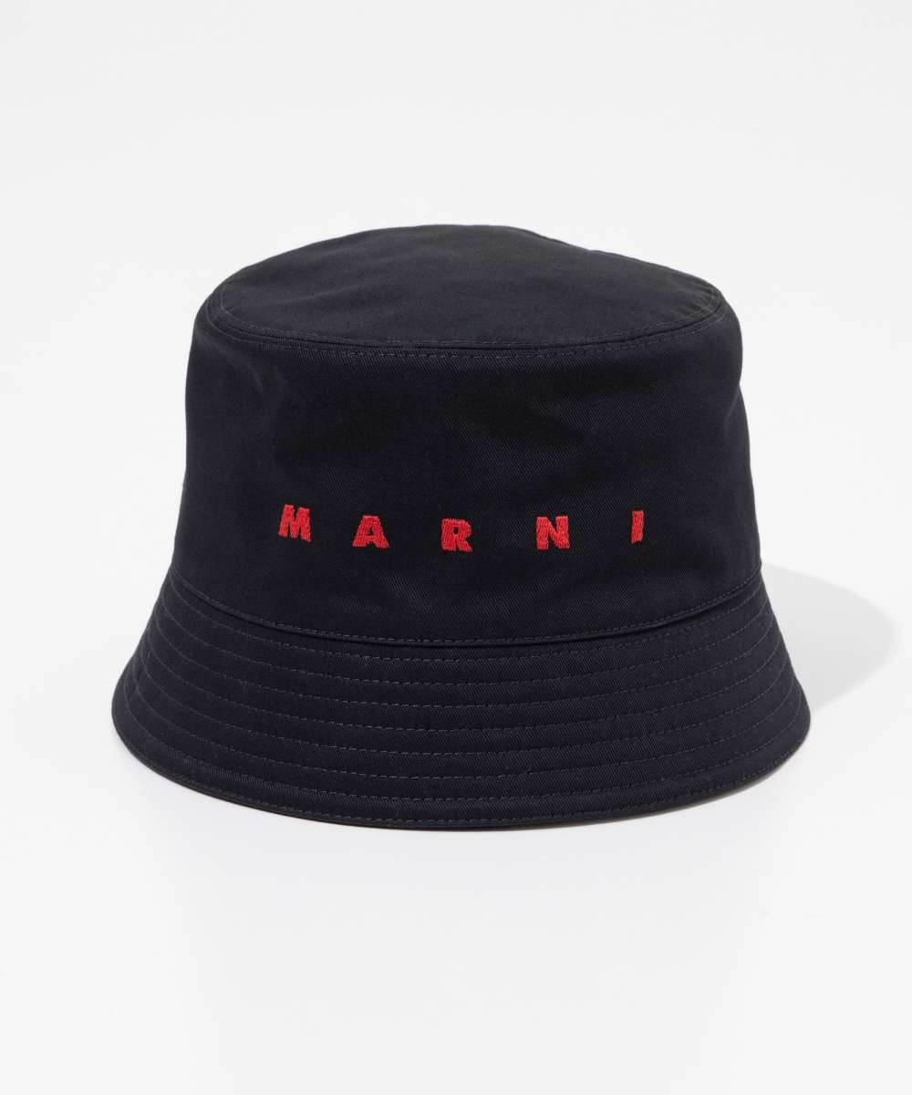 マルニ MARNI CLZC0110S0 UTC311 帽子 HATS メンズ レディース バケットハット コットン レタリングロゴ刺繍 キャップ アウトドア カジュアル ブランド ギフト お祝い ブラック S M L