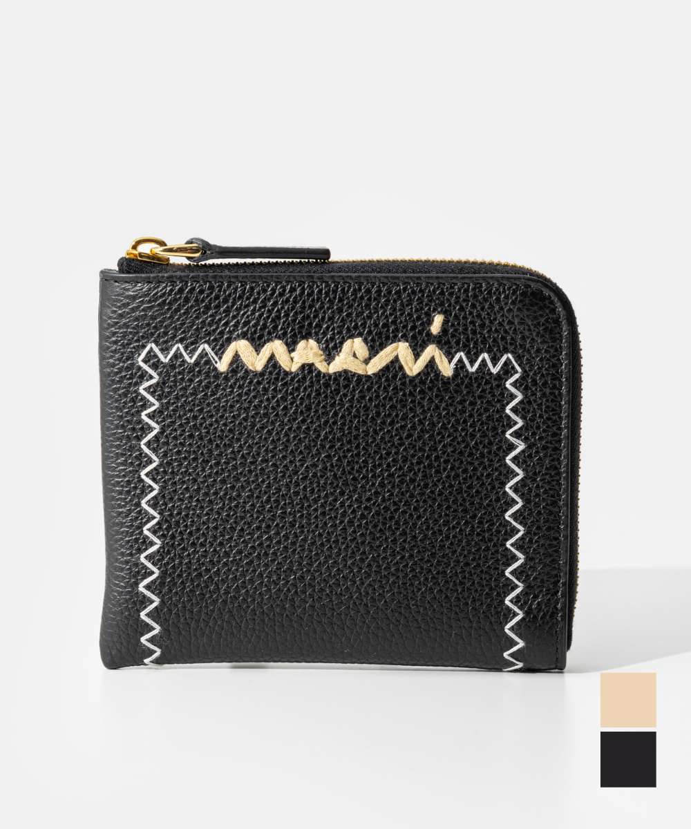 マルニ 楽天市場】MARNI マルニ ロゴ刺繍 ジップアラウンド レザーウォレット