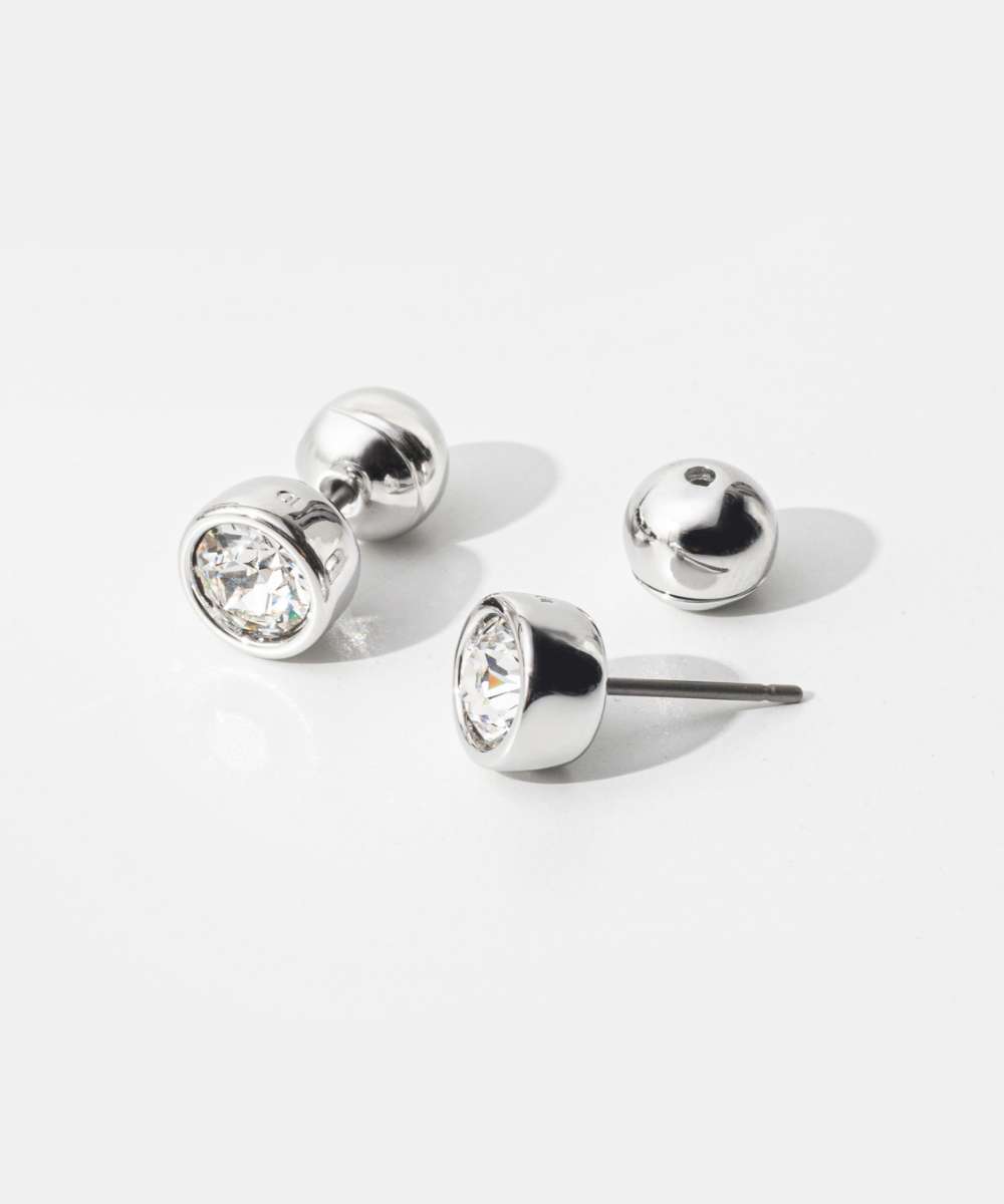 【SWAROVSKI】Imber スタッドピアス Imber stud earrings, Round cut, White, Rhodium plated