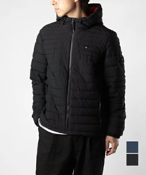トミーヒルフィガー TOMMY HILFIGER STRETCH QUILTED HOODY 伸ばすこと キルテッド フーディー 151AP619 上衣 メンズ アウター 上衣 中綿 ボンネット付き添い人 ロゴタイプ