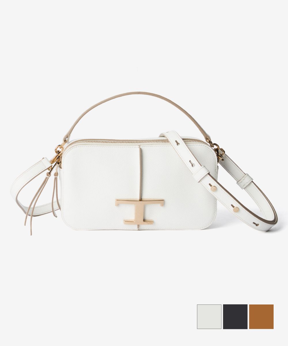 トッズ TOD'S XBWTSAB0100 Q8E ショルダーバッグ T タイムレス レディース バック ハンドバッグ レザー 2way カメラバッグ ロゴ 鞄 お出かけ 旅行 ブランド プレゼント ギフト ブラック ブラウン｜UBLANC