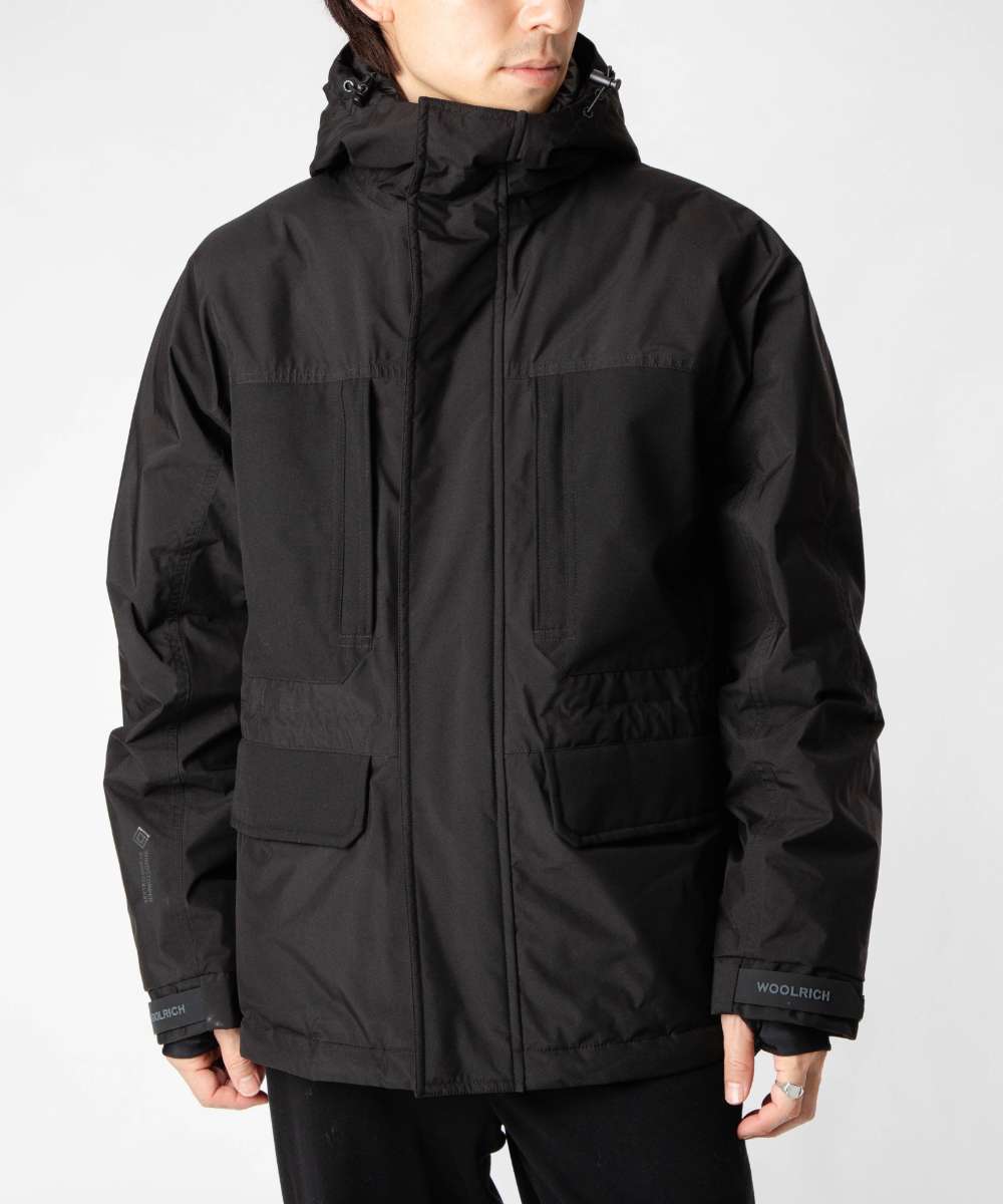 ウールリッチ WOOLRICH CFWOOU0972MRUT3790 ジャケット RECYCLED GTX MOUNTAIN JACKET メンズ アウター ゴアテックス マウンテンジャケット ロングスリーブ ビジネス アウトドア カジュアル 秋冬 防寒 シンプル ギフト プレゼント ブラック S M L