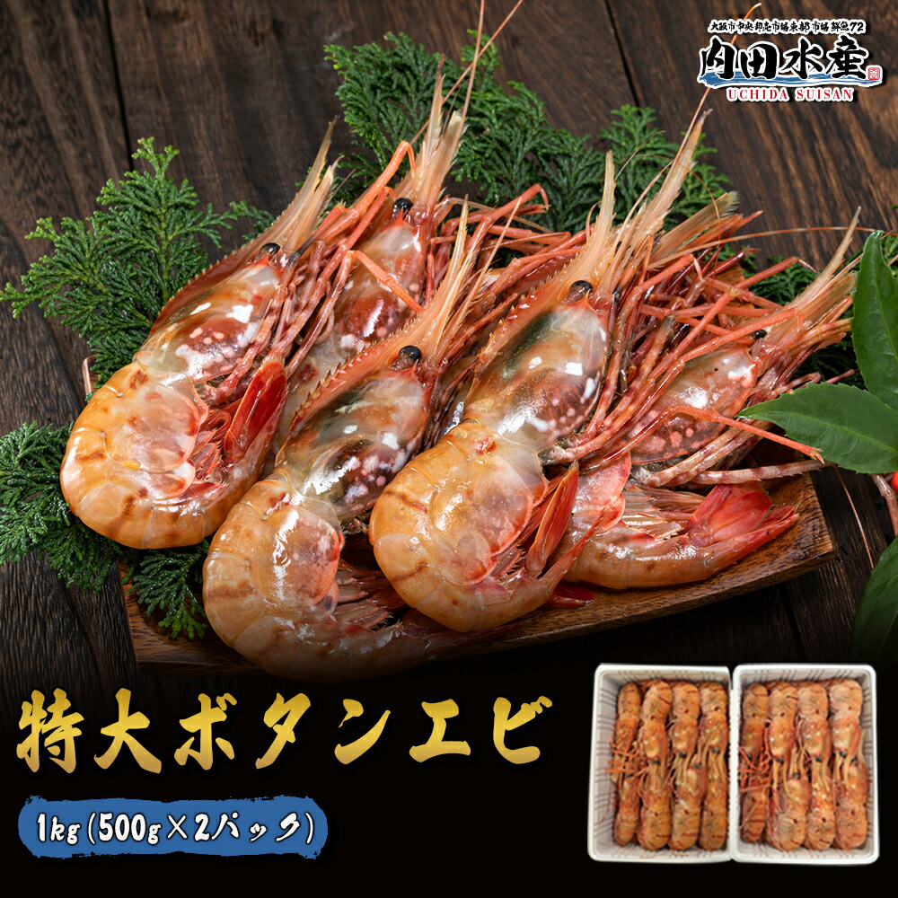 ボタンエビ 送料無料 海老 エビ 特大 LLサイズ 1kg 14-16尾入 お刺身OK ロシア お徳用 業務用 ボタンエビ ぼたんえび ”ボタンエビ1kg”