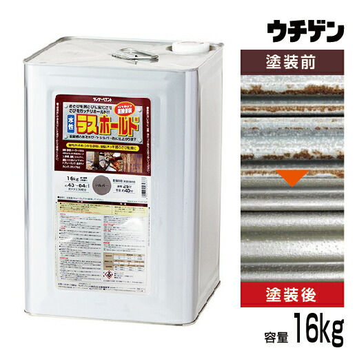 サンデーペイント 水性ラスホールド 16kg シルバー （2回塗り：約48～64平米）大日本塗料グループ サビ転換 さびに直接塗装 亜鉛メッキ 鉄骨 鉄塔 トタン 鉄柵 金網 シャッター