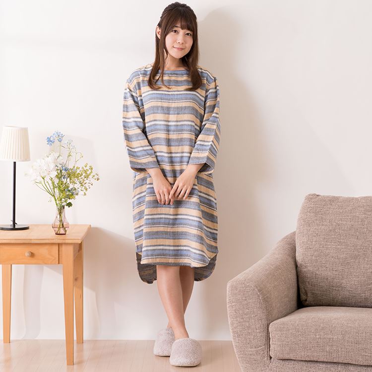 最終値下げ ルームウェア Uchino マシュマロガーゼ マルチボーダー ラウンド ワンピース 長袖 綿100 冬 秋冬 かわいい 部屋着 内野タオル ギフト 贈り物 プレゼントw 絶対一番安い Hughsroomlive Com