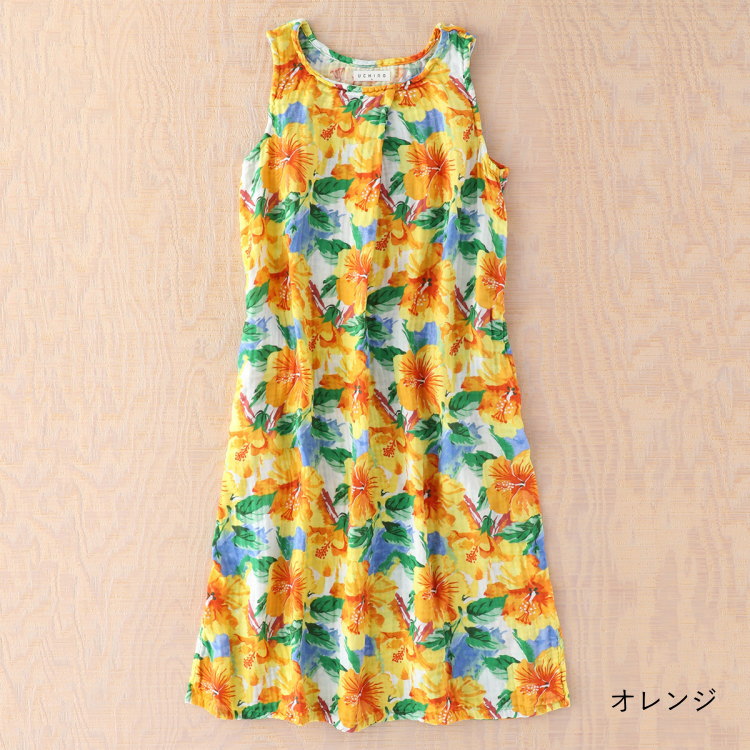 楽天市場 ワンピース ルームウェア Uchino クレープガーゼ プリント ノースリーブワンピース レディース ノースリーブ きれいめ 爽やか 部屋着 綿100 ウチノタオル 内野タオル ギフト 贈り物 プレゼント 送料無料 Uchino Online Shop