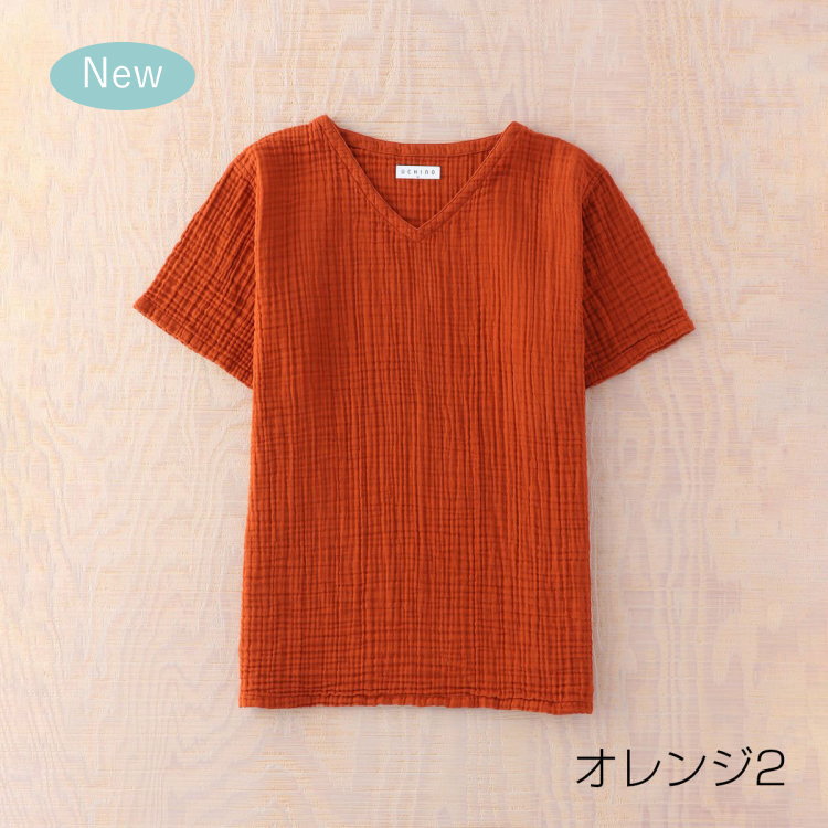 UCHINOウチノクレープガーゼメンズVネックTシャツシャツメンズシャツ春夏ルームウェアウチノタオル【内野タオル】ギフト贈り物プレゼント父の日2022実用品