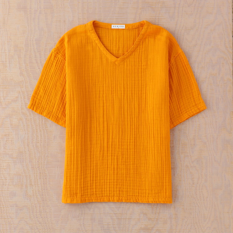 UCHINOウチノクレープガーゼメンズVネックTシャツシャツメンズシャツ春夏ルームウェアウチノタオル【内野タオル】ギフト贈り物プレゼント