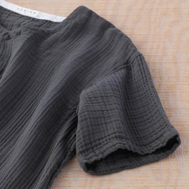 UCHINOウチノクレープガーゼメンズVネックTシャツシャツメンズシャツ春夏ルームウェアウチノタオル【内野タオル】ギフト贈り物プレゼント