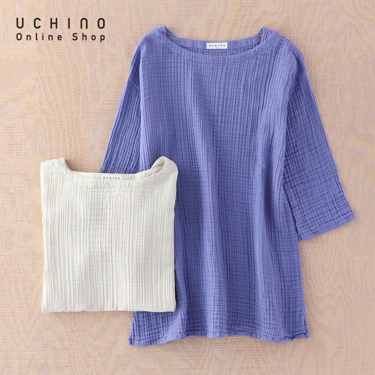 UCHINO ウチノ クレープガーゼ レディース七分袖チュニックＴシャツ シャツ 7分袖 カジュアル 綿100% ルームウェア ウチノタオル  【内野タオル】 ギフト 贈り物 プレゼント 母の日 | UCHINO Online Shop