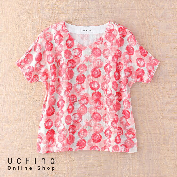 (SALE)【UCHINO公式店】ウチノ【送料無料】マシュマロガーゼ レディース プリントドルマンＴシャツ｜内野 タオル 婦人 ルームウェア 部屋着 トップス 半袖 綿100% 敏感肌 やさしい 柔らか 速乾 保温 通気 吸湿 吸水 プレゼント ギフト 誕生日