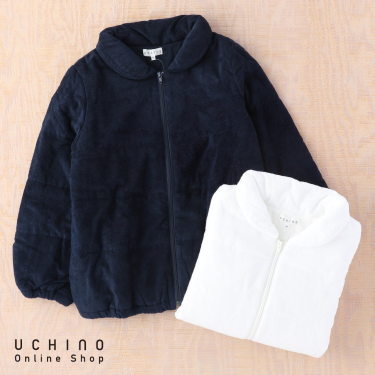 Sale ルームウェア Uchino 無撚糸ショートブルゾン レディース タオル地 割り引き パイル 羽織物 部屋着 秋 冬 ご家庭でのお洗濯が可能 あったか ギフト対応 ふわっとしたとても軽い心地よさ 内野タオル 薄手 ウチノタオル リラックス 防寒 お部屋着ブルゾン 冷え防止